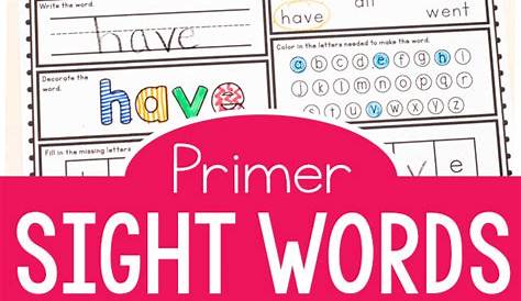 sight word kindergarten worksheets