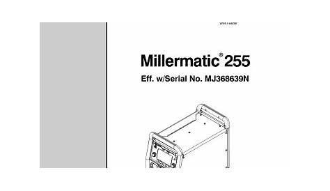 Miller MILLERMATIC 255 Part Manual | Manualzz