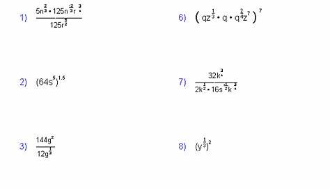 simplifying rational exponents worksheets