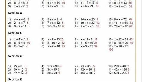 solving basic equations worksheets