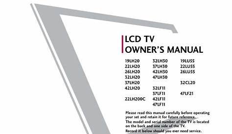 LG 19LU55 LCD TV OWNER'S MANUAL | ManualsLib
