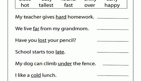first grade antonyms worksheet