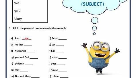 Personal Pronouns - Worksheet - Kindergarten Level English Grammar For