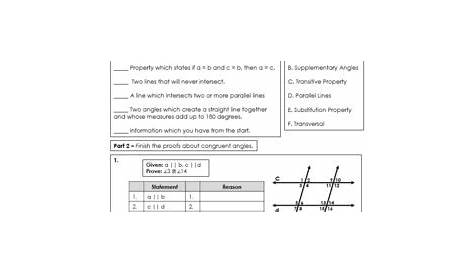proofs with parallel lines worksheets