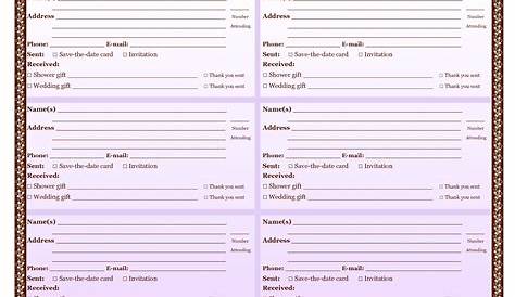 7 Best Images of Wedding Guest List Form Printable - Free Guest List