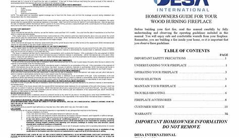 DESA WOOD BURNING FIREPLACE HOMEOWNER'S MANUAL Pdf Download | ManualsLib