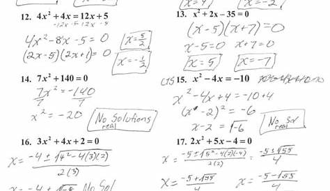 quadratic equation word problems worksheets
