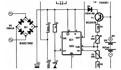 9V Automatic Battery NiCd Charger using 555 IC | Schematics World