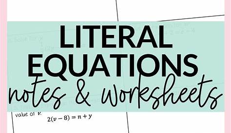 literal equations worksheet #1