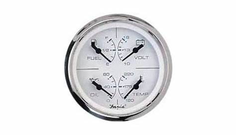 Faria Marine Gauge Combination 4 Inch 4-in-1 Chesapeake White Stainless