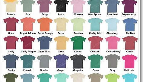 Comfort Colors 6030 Color Chart C6030 Garment-Dyed | Etsy
