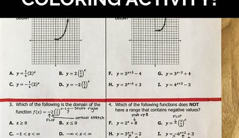 key features of exponential functions worksheets