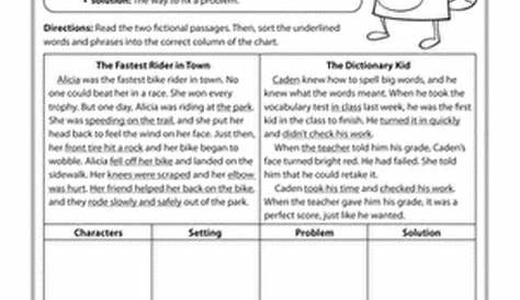 story elements worksheets