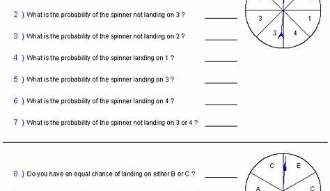 probability spinner worksheets