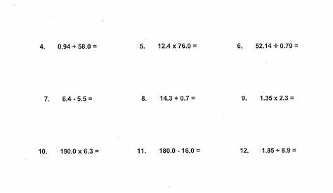 mixed operations with decimals worksheet