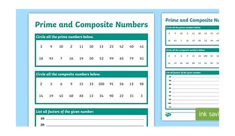 Prime and Composite Numbers Worksheet | Twinkl Resources