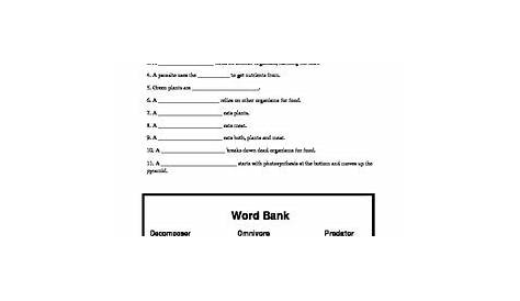 Organisms And The Environment Worksheet with Key by Called 2 Be A Teacher