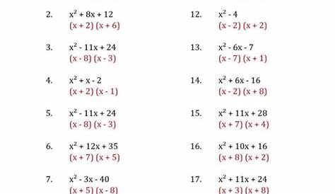 Worksheet Factoring Trinomials Answers — db-excel.com