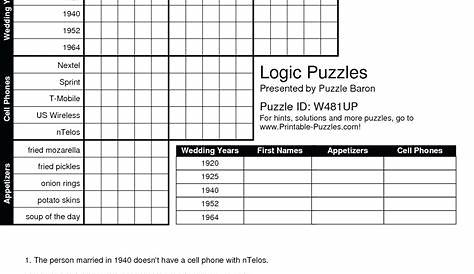 logic puzzle worksheet