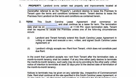 sc lease agreement printable