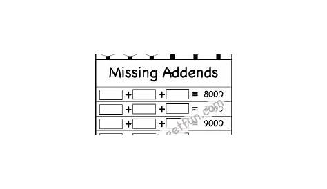 missing addends worksheet first grade