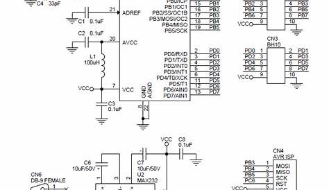 circuit diagram of atmega8 development board