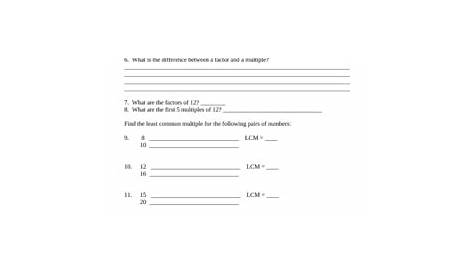 greatest common factor and least common multiple worksheets