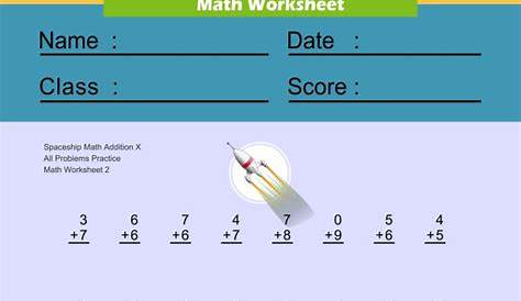 spaceship math addition a worksheet