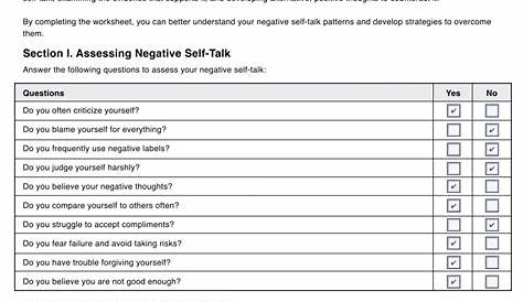 Negative Self-Talk Worksheet & Example | Free PDF Download