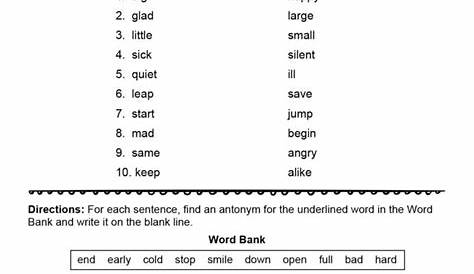 Synonyms And Antonyms Worksheet Worksheets | 99Worksheets