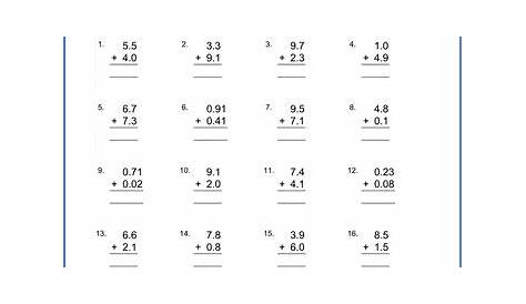 math worksheet grade 5 decimals