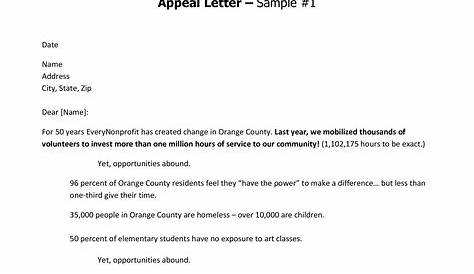 a sample of an appeal letter
