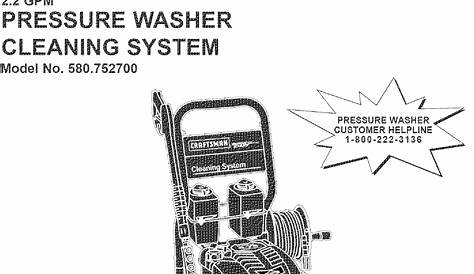 Craftsman 580752700 User Manual PRESSURE WASHER Manuals And Guides L0410137