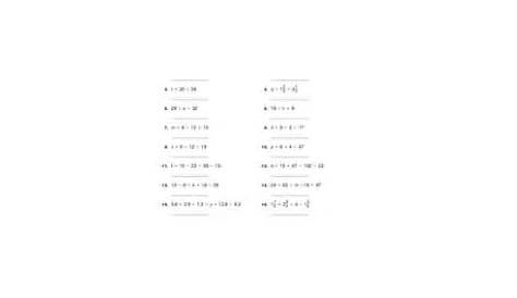 solving addition and subtraction equations worksheet