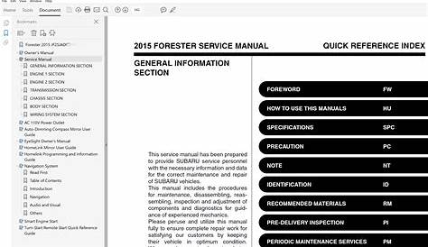 subaru forester service manual