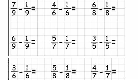 Adding and Subtracting Fractions with Like Denominators worksheet