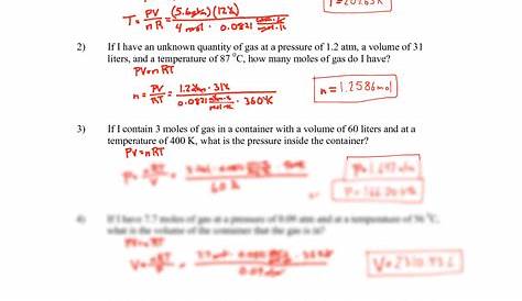 gas laws worksheets 2 answer key