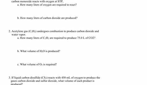 gas stoichiometry worksheets answers