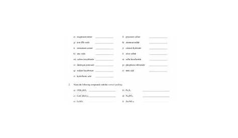 Nomenclature Worksheet Worksheet for 9th - 12th Grade | Lesson Planet