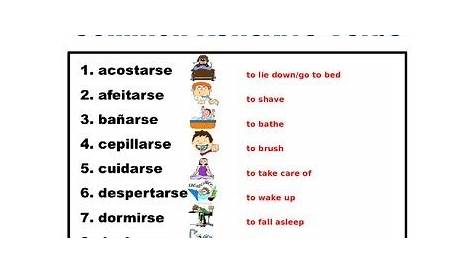 reflexive verbs spanish chart
