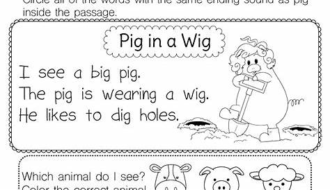 Reading Worksheet for Kids - Free Kindergarten English Worksheet for Kids