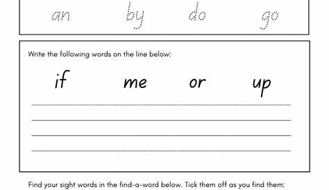 sight word worksheet 1st grade