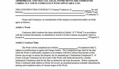 sample of agreement letter for contractor