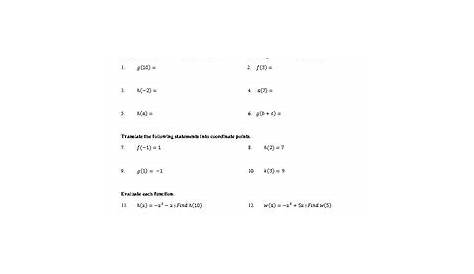 evaluating functions worksheet algebra 1