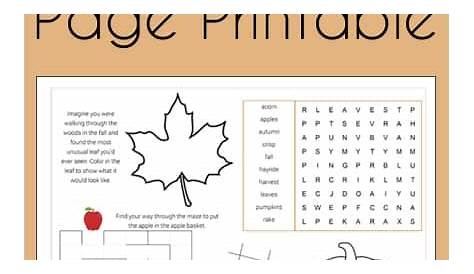 Fall Activity Page Printable
