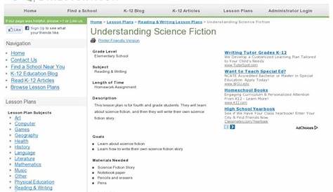 science fiction lesson plan