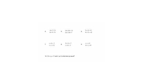 solving systems worksheets