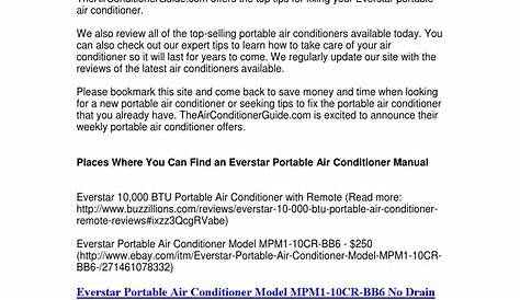 Everstar Air Conditioner Manual