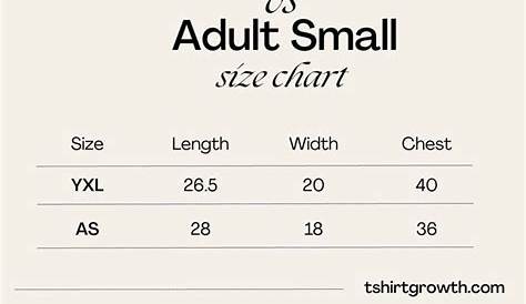 youth xl shirt size chart
