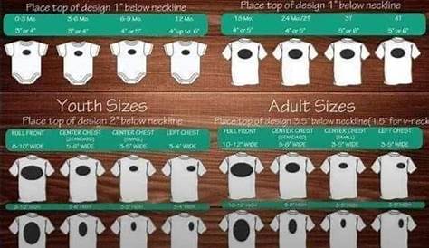 htv t shirt design size chart